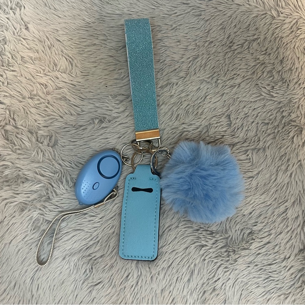 Handmade Faux Leather Glitter Wristlet Keychain Accessory Set